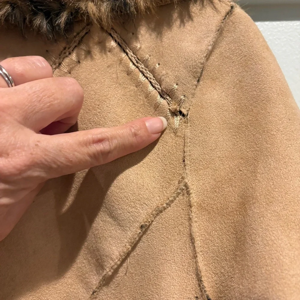 Vintage Y2K Penny Lane Coat Leopard Lined‎ Faux Suede Boho Festival